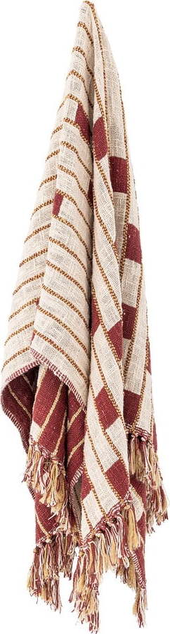 Červená/béžová deka s příměsí bavlny 130x160 cm Cang – Bloomingville Bloomingville