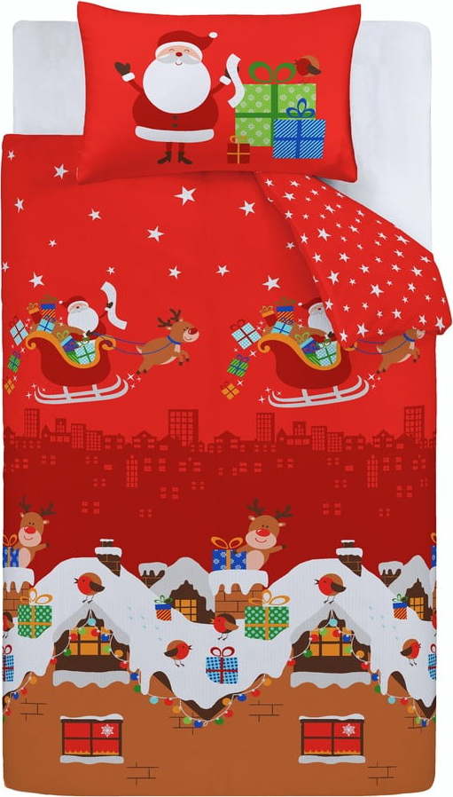 Červené dětské povlečení do postýlky 120x150 cm Santa's Christmas Presents – Catherine Lansfield Catherine Lansfield