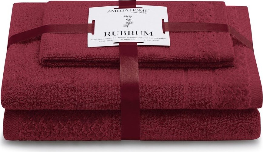 Červené froté bavlněné ručníky a osušky v sadě 3 ks Rubrum – Restilo Restilo