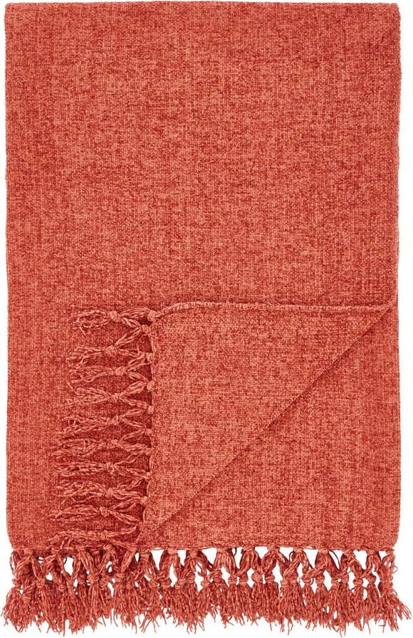 Deka z žinylky v cihlové barvě 130x170 cm Wilson – Catherine Lansfield Catherine Lansfield