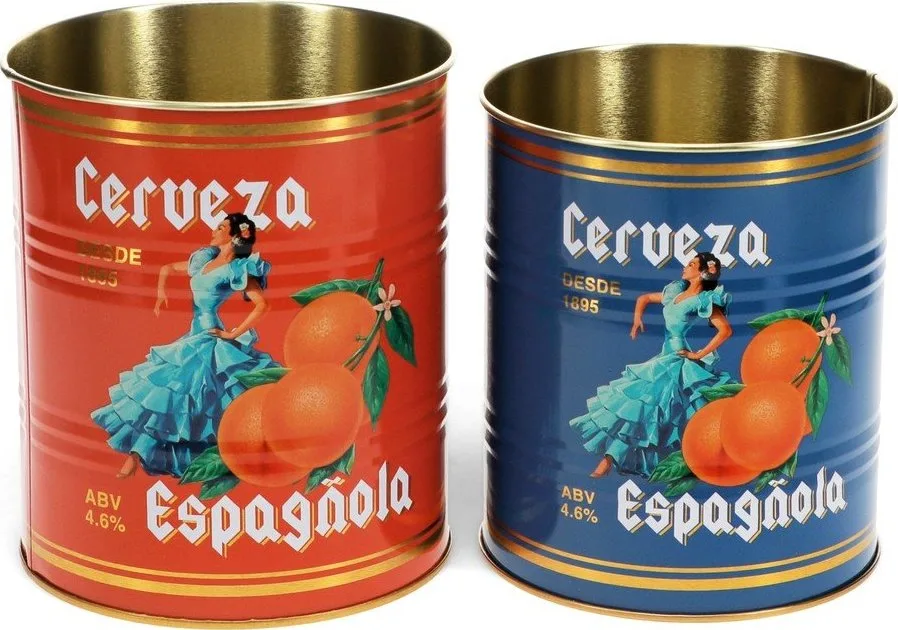 Dekorativní cínové úložné boxy v sadě 2 ks ø 11x13 cm Cerveza Española – Rex London