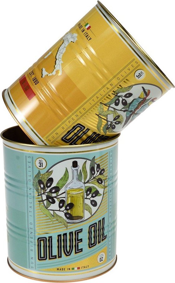 Dekorativní cínové úložné boxy v sadě 2 ks ø 11x13 cm Olive Oil – Rex London Rex London