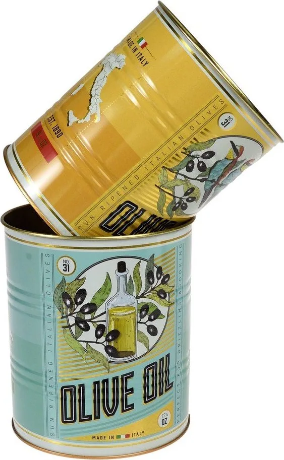 Dekorativní cínové úložné boxy v sadě 2 ks ø 11x13 cm Olive Oil – Rex London