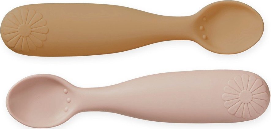 Dětské lžičky v sadě 2 ks ze silikonu v lososové barvě/světle žlutá Coral Mix – Cam Cam Copenhagen Cam Cam Copenhagen