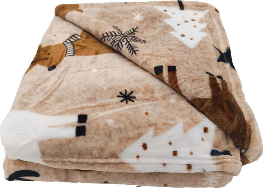Hnědá deka s vánočním motivem z mikroplyše 150x200 cm Nordic Fairytale – My House My House