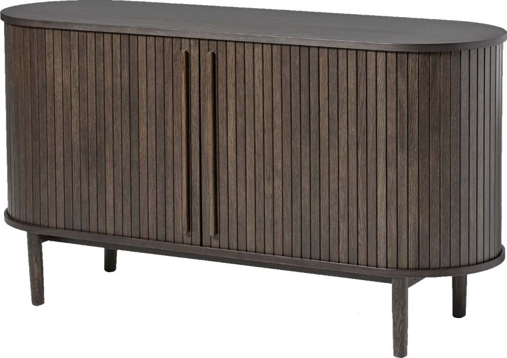 Hnědá komoda v dekoru dubu s posuvnými dveřmi 140x76x45 cm Meta – Unique Furniture Unique Furniture