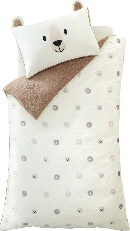Hnědé/krémové dětské povlečení na dvoulůžko z mikroplyše 200x200 cm Cosy Bear – Catherine Lansfield Catherine Lansfield