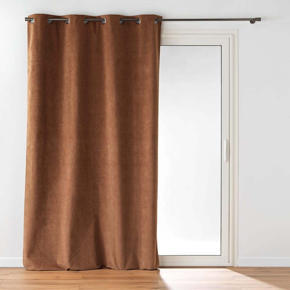 Hnědý sametový závěs 140x260 cm Olympe – douceur d'intérieur Douceur d intérieur