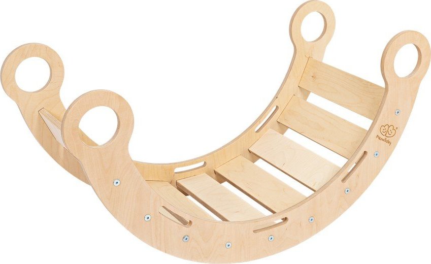 Houpačka z borovicového dřeva v přírodní barvě 39x75x38 cm Montessori – Meowbaby MeowBaby