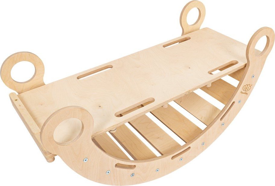 Houpačka z borovicového dřeva v přírodní barvě 39x75x38 cm Montessori – Meowbaby MeowBaby