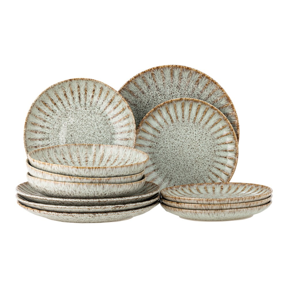 Kameninová jídelní sada 12 ks Fleur – Bloomingville Bloomingville