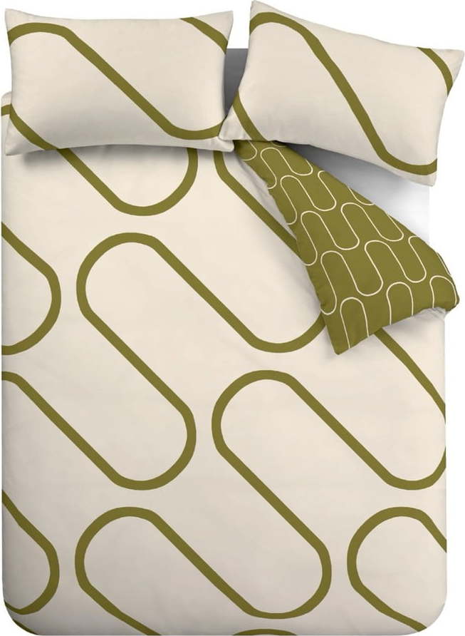 Khaki/béžové povlečení na dvoulůžko/prodloužené 230x220 cm Linear Curve – Catherine Lansfield Catherine Lansfield