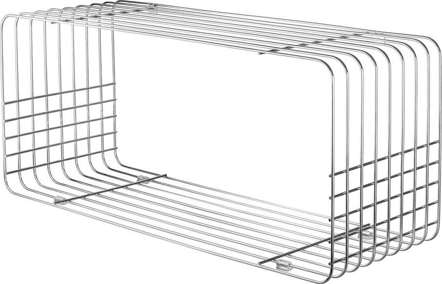 Kovová nástěnná knihovna v leskle stříbrné barvě 70x30 cm Wire – Mette Ditmer Denmark Mette Ditmer Denmark