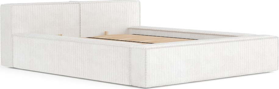 Krémová čalouněná dvoulůžková postel s úložným prostorem s roštem 140x200 cm Voliera – Maison de Rêve Maison de Reve