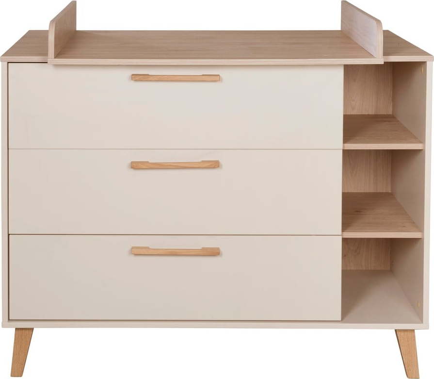 Krémová/v přírodní barvě dětská komoda v dekoru dubu s přebalovacím pultem 117x103x78 cm Jil – Roba Roba