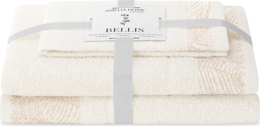 Krémové froté bavlněné ručníky a osušky v sadě 3 ks Bellis – Restilo Restilo