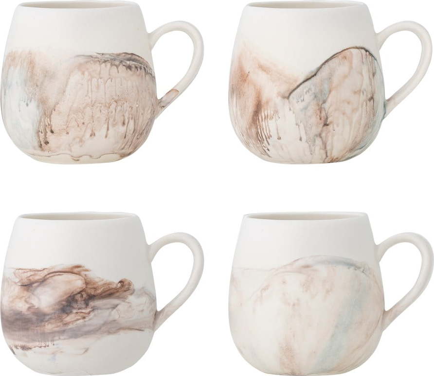 Krémové hrnky v sadě 4 ks z kameniny 250 ml Lyre – Bloomingville Bloomingville