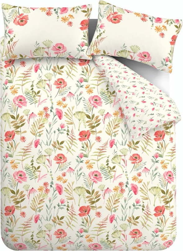Krémové povlečení na dvoulůžko/prodloužené 230x220 cm Ella Poppy – Catherine Lansfield Catherine Lansfield
