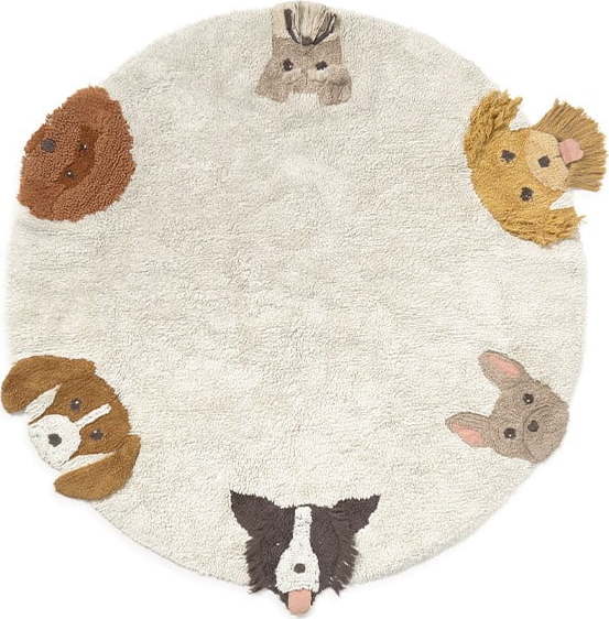 Krémový pratelný/ručně tkaný bavlněný dětský hrací koberec ø140 cm Dogs – Lorena Canals Lorena Canals