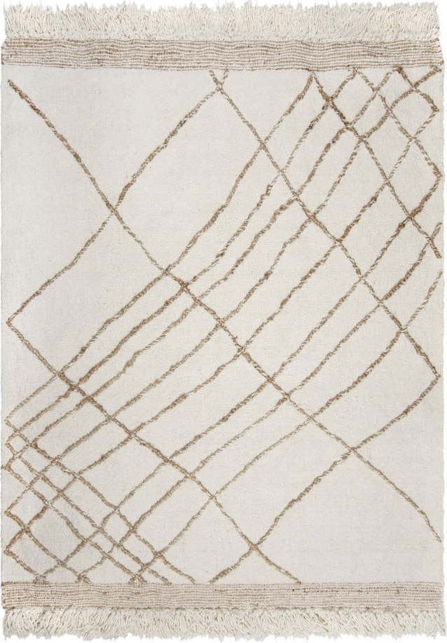 Krémový ručně tkaný koberec s příměsí vlny 120x170 cm Astera Linear – Flair Rugs Flair Rugs