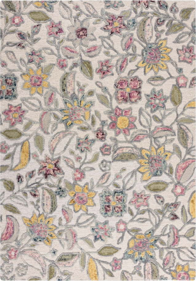 Krémový ručně tkaný vlněný koberec 160x230 cm Tania Floral – Flair Rugs Flair Rugs
