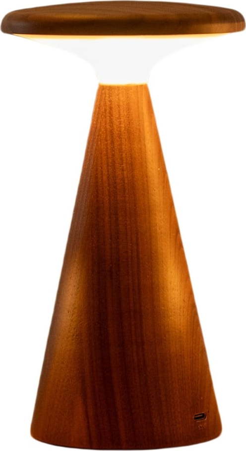 LED stolní lampa v tmavě přírodní barvě s dřevěným stínidlem (výška 14 cm) Sylva – Gingko Gingko