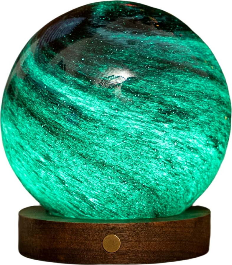 LED stolní lampa v tmavě přírodní barvě se skleněným stínidlem (výška 13 cm) Stellar Ocean – Gingko Gingko