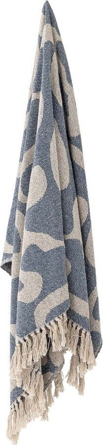 Modrá/béžová deka z recyklované bavlny 130x160 cm Salobre – Bloomingville Bloomingville