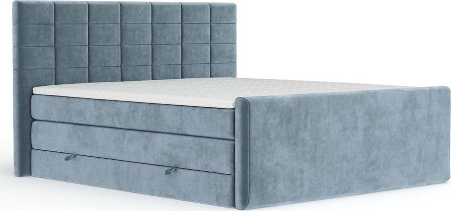 Modrá boxspring postel s úložným prostorem 160x200 cm Ava – Maison de Rêve Maison de Reve