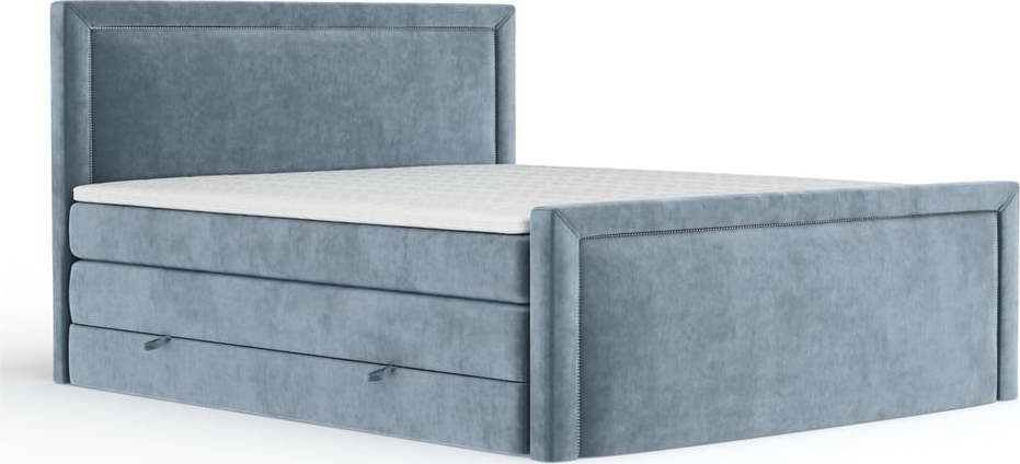 Modrá boxspring postel s úložným prostorem 160x200 cm Lavenda – Maison de Rêve Maison de Reve