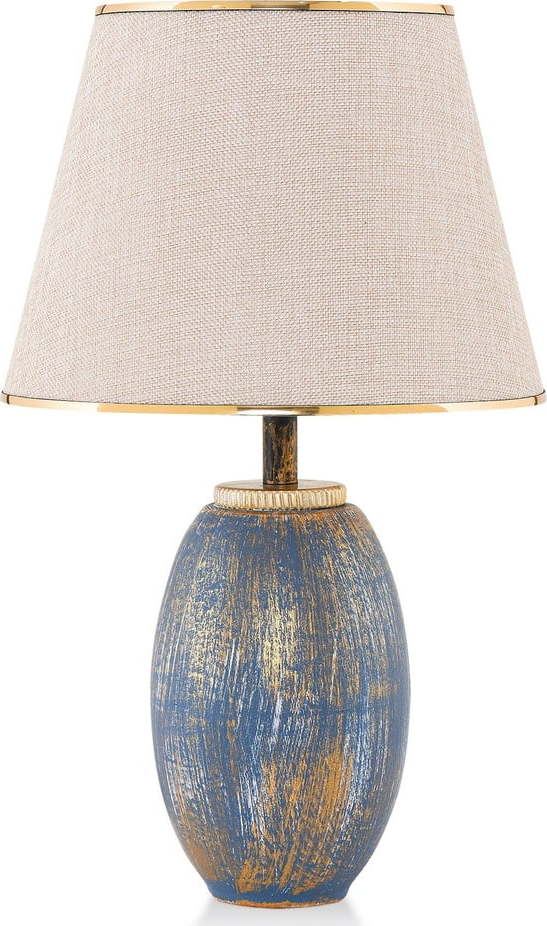 Modrá/krémová stolní lampa s textilním stínidlem (výška 50 cm) Yakamoz – Opviq lights Opviq lights