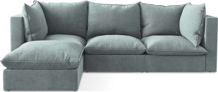 Modrá rohová pohovka (levý roh/s lenoškou) Manao – Makamii Makamii