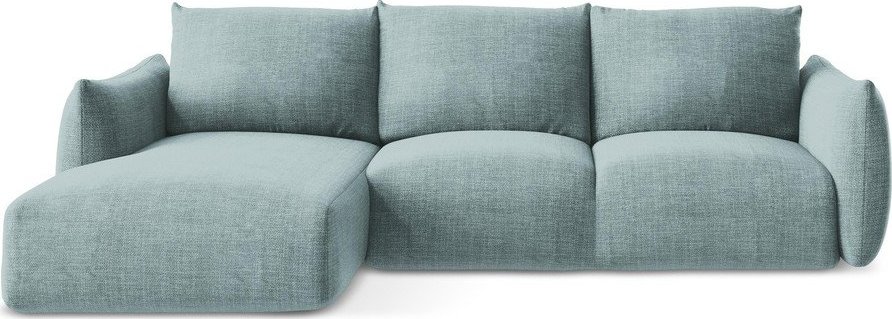 Modrá rozkládací rohová pohovka (levý roh/s lenoškou) Leila – Makamii Makamii