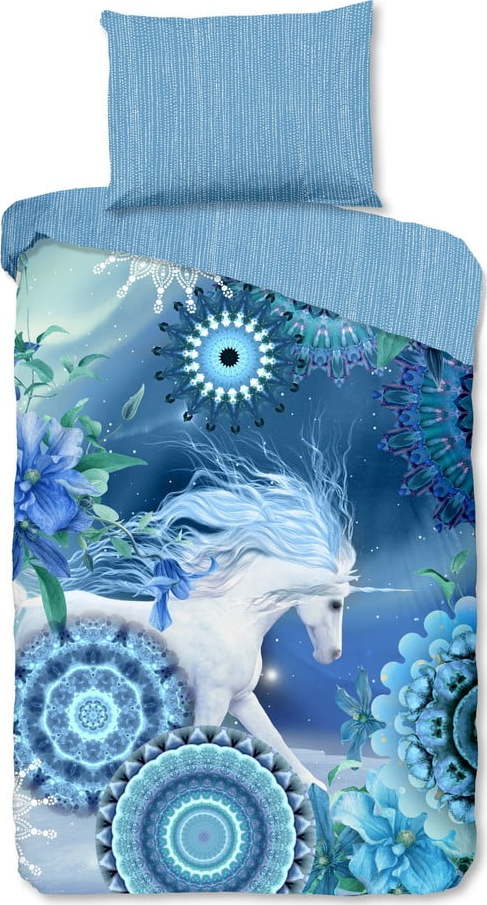 Modré flanelové povlečení na jednolůžko 140x200 cm Lumi – HIP HIP