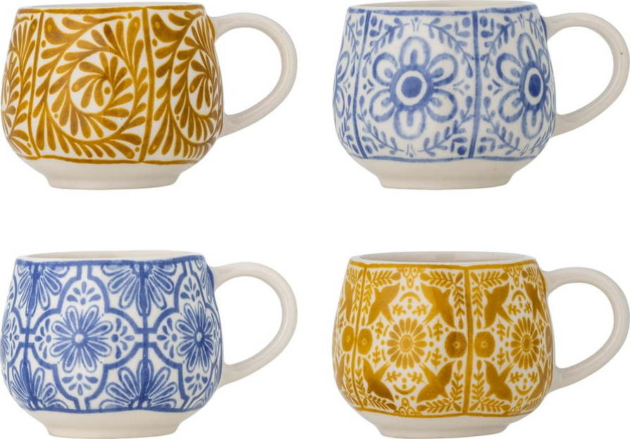 Modré/oranžové šálky v sadě 4 ks na espresso z kameniny 155 ml Milton – Bloomingville Bloomingville