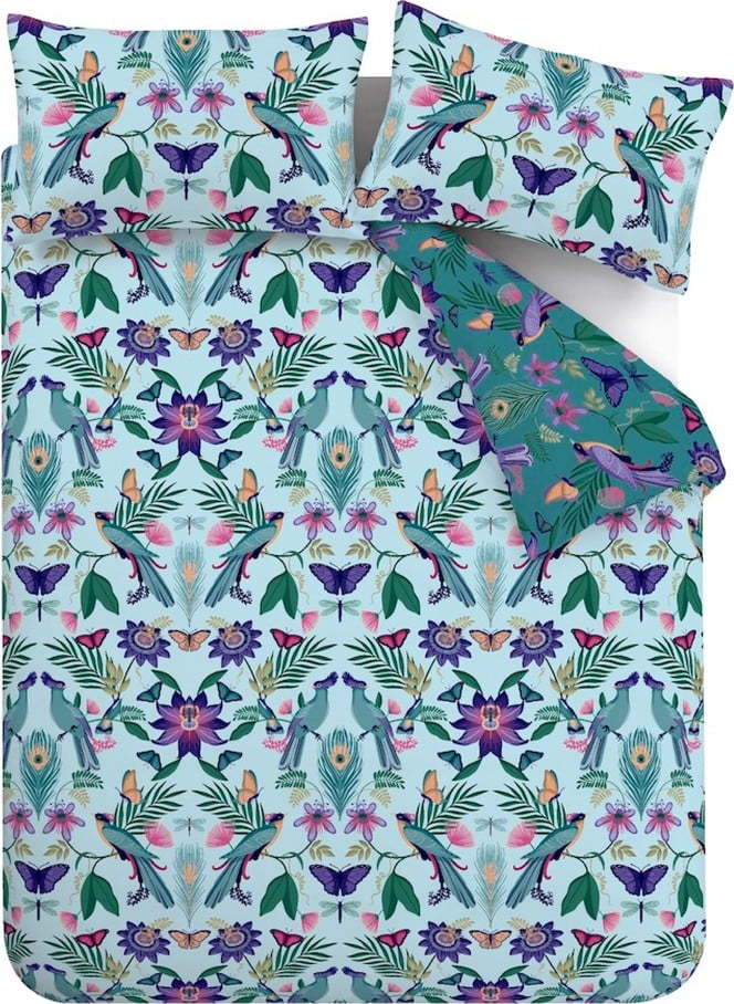 Modré povlečení na dvoulůžko 200x200 cm Mya Tropical Floral – Catherine Lansfield Catherine Lansfield