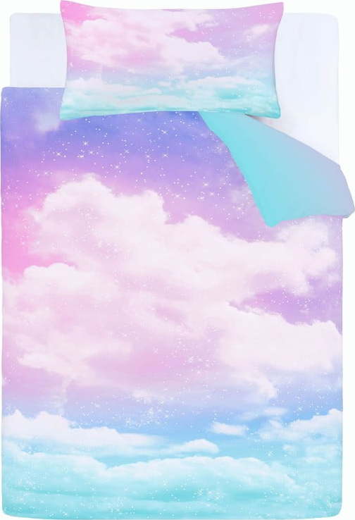 Modré/růžové dětské povlečení na jednolůžko 135x200 cm Ombre Rainbow Clouds – Catherine Lansfield Catherine Lansfield