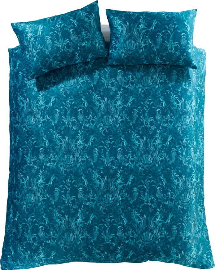 Modré sametové povlečení na dvoulůžko/prodloužené 230x220 cm Bridgerton Regal Birds – Catherine Lansfield Catherine Lansfield