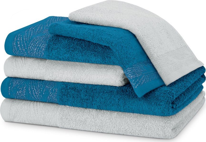 Modré/šedé froté bavlněné ručníky a osušky v sadě 6 ks Allium – Restilo Restilo