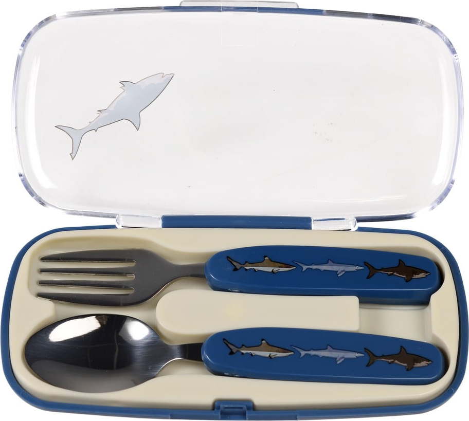 Modrý nerezový dětský příbor 2 ks Sharks – Rex London Rex London