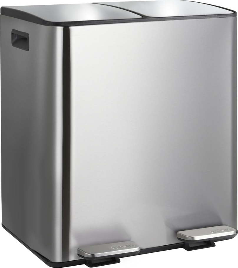 Ocelový odpadkový koš 2x20 l na tříděný odpad/nášlapný v matně stříbrné barvě Aliya – Spirella SPIRELLA