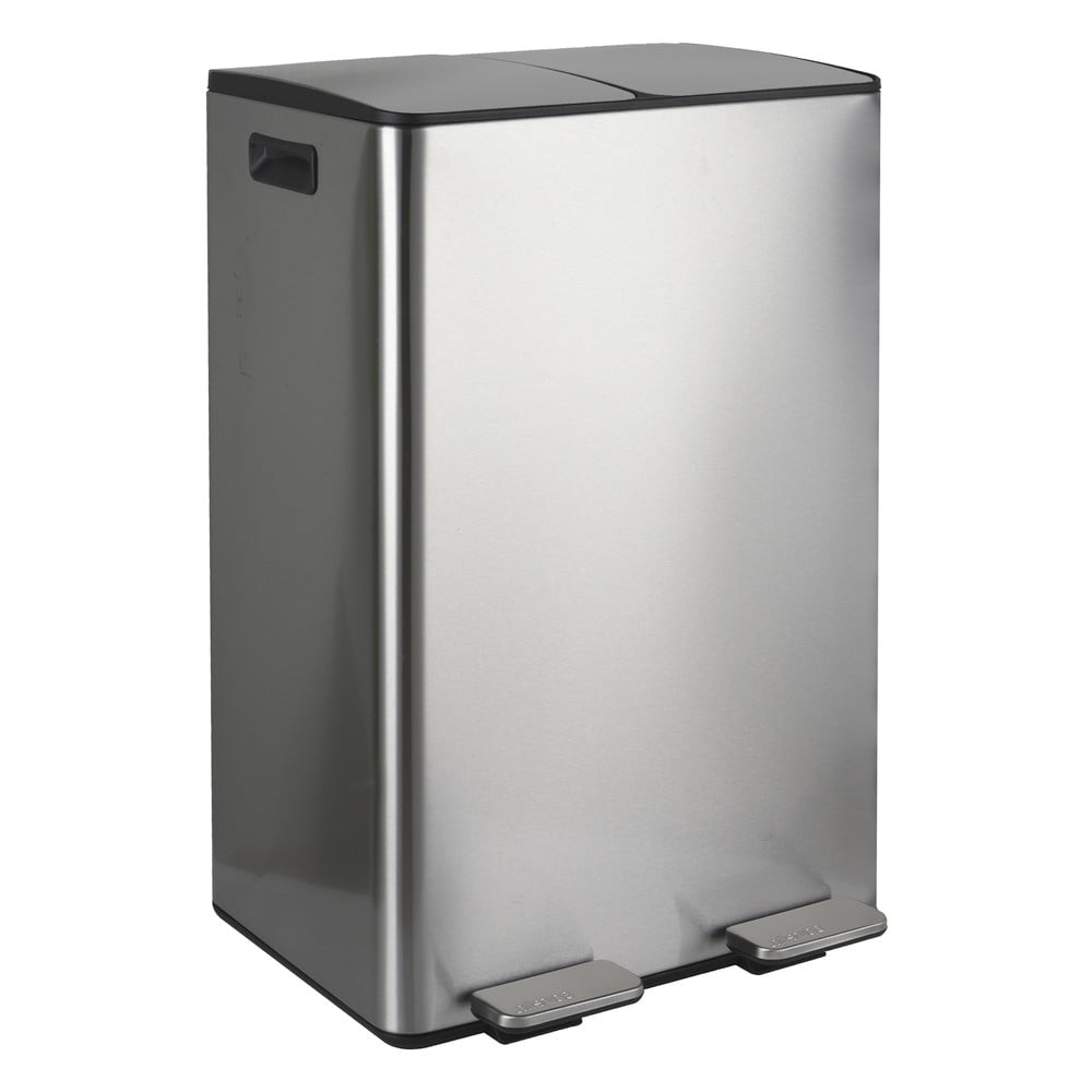 Ocelový odpadkový koš 2x30 l na tříděný odpad/nášlapný v matně stříbrné barvě Aliya – Spirella SPIRELLA