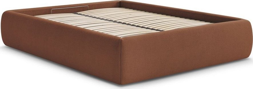 Oranžová čalouněná dvoulůžková postel s úložným prostorem/bez čela s roštem 160x200 cm Inera – Bobochic Paris Bobochic Paris