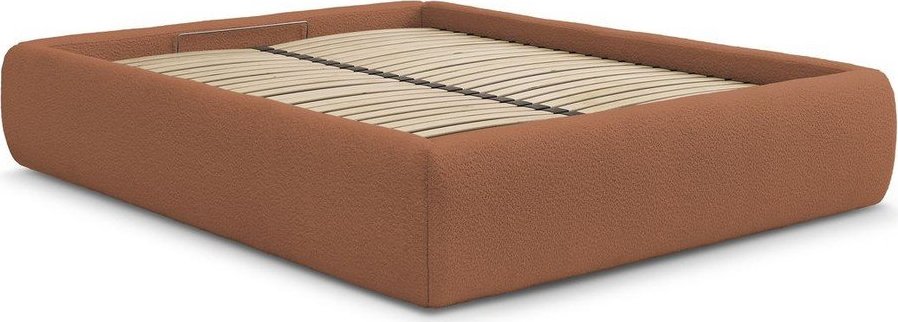 Oranžová čalouněná dvoulůžková postel s úložným prostorem/bez čela s roštem 180x200 cm Inera – Bobochic Paris Bobochic Paris
