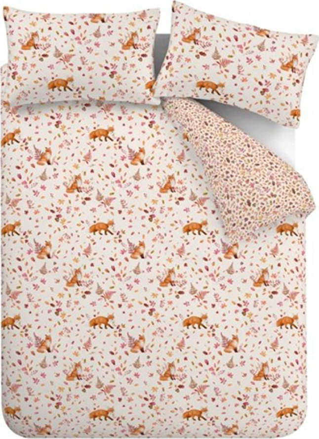 Oranžové/béžové povlečení na dvoulůžko/prodloužené 230x220 cm Woodland Fox – Catherine Lansfield Catherine Lansfield