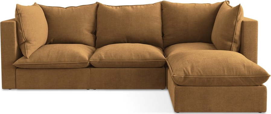 Rohová pohovka v terakotové barvě (pravý roh/s lenoškou) Manao – Makamii Makamii