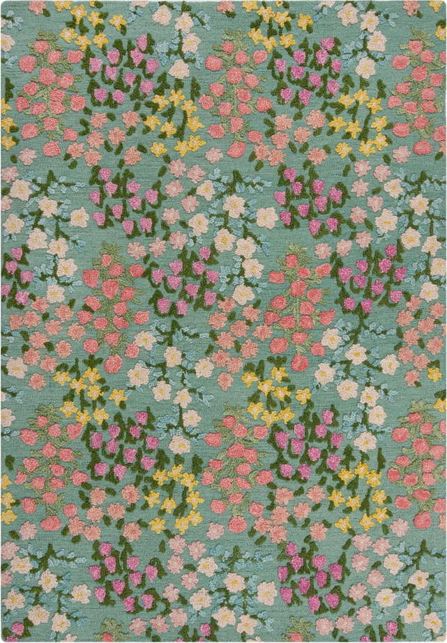 Ručně tkaný vlněný koberec v mentolové barvě 160x230 cm Emilia Floral – Flair Rugs Flair Rugs