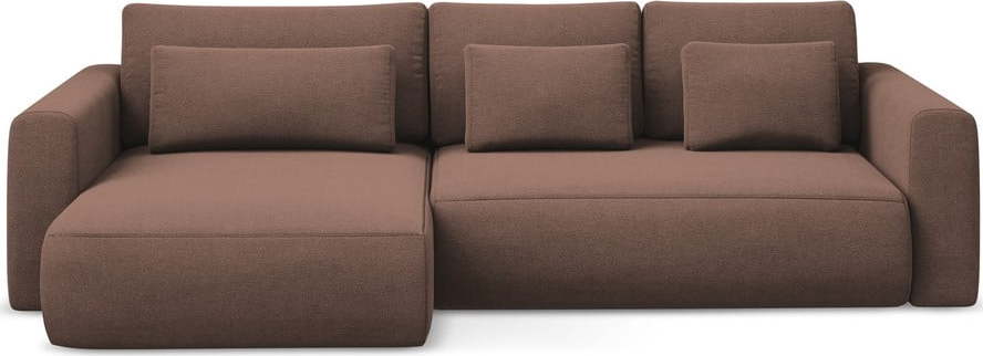 Růžová rozkládací/s úložným prostorem rohová pohovka (levý roh/s lenoškou) Kapua – Makamii Makamii