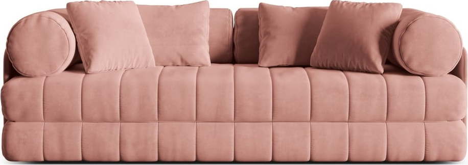 Růžová sametová rozkládací pohovka 206 cm Kemi – Cosmopolitan Design Cosmopolitan design