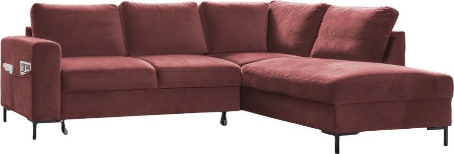 Růžová sametová rozkládací rohová pohovka (pravý roh) Lofty Lilly – Miuform Miuform